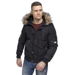Kurtka zimowa Lonsdale Jarreth. Czarne kurtki męskie Lonsdale, na zimę, m, bez wzorów, z futra, bez kaptura. Za 565.65 zł.