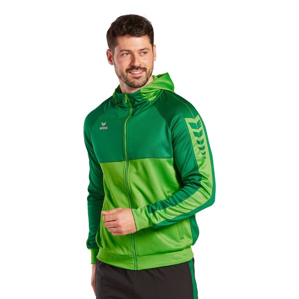 Kurtka treningowa z kapturem Erima Six Wings. Zielone kurtki męskie Erima, xl, bez wzorów, eleganckie, z kapturem. W wyprzedaży za 213.55 zł.