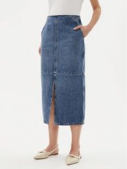 Tommy Hilfiger Spódnica jeansowa WW0WW42582 Niebieski Regular Fit. Niebieskie spódniczki damskie Tommy Hilfiger, bez wzorów, z bawełny. Za 349.99 zł.