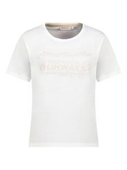 Geographical Norway Koszulka w kolorze białym rozmiar: M. Białe bluzki damskie Geographical Norway, m, bez wzorów, z bawełny, bez kołnierzyka, bez ramiączek. Za 56.99 zł.