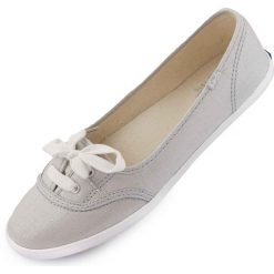 Keds Teacup Silver Metallic baleriny damskie 37. Szare baleriny damskie KED, bez wzorów, z gumy, bez obcasa. Za 59.99 zł.