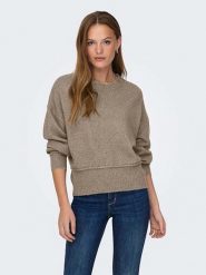 ONLY Sweter w kolorze szarobrązowym rozmiar: XL. Brązowe swetry klasyczne damskie Only, xl, ze splotem, bez kołnierzyka. Za 79.03 zł.