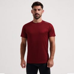 Funkcjonalna koszulka męska Rogelli PROMOTION. Czerwone t-shirty sportowe męskie Rogelli, l, z materiału, bez ramiączek, do biegania. Za 48.00 zł.