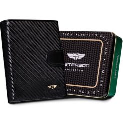 Portfel czarny Peterson skórzany PTN 317Z-CA-6563 BLACK. Czarne portfele męskie Peterson, bez wzorów, ze skóry. Za 105.99 zł.