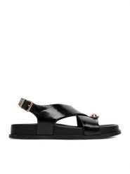 MEXX Sandały EO-W24Q18459-2 Czarny. Czarne sandały damskie Mexx, bez wzorów, ze skóry, bez obcasa, na płaskiej podeszwie. Za 299.99 zł.