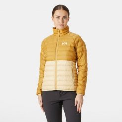Damska kurtka ocieplana Helly Hansen Banff. Żółte kurtki damskie Helly Hansen, na zimę, bez wzorów, z puchu, bez kaptura. W wyprzedaży za 543.95 zł.