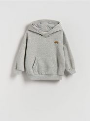 Bawełniana bluza z haftem - jasnoszary. Szare bluzy i bluzki niemowlęce Reserved, bez wzorów, z bawełny, bez ramiączek, bez kaptura. Za 45.99 zł.