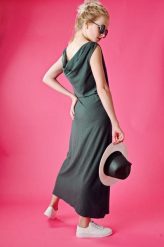 Długa Sukienka z Kamykiem Grafit. Szare sukienki damskie Hultaj Polski, na co dzień, l, bez wzorów, z bawełny, eleganckie, bez kołnierzyka, bez ramiączek, maxi, proste. Za 219.00 zł.