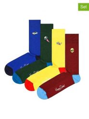 Happy Socks Skarpety (4 pary) w różnych kolorach rozmiar: 36-40. Skarpetki męskie Happy Socks, bez wzorów, prążkowane. Za 105.38 zł.