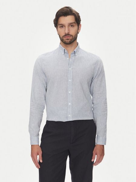 Lindbergh Koszula 30-203344B Błękitny Relaxed Fit. Niebieskie koszule męskie Lindbergh, m, bez wzorów, z bawełny, bez kołnierzyka, bez ramiączek. Za 149.99 zł.