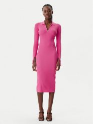 Patrizia Pepe Sukienka dzianinowa 8A1491/K078-R846 Różowy Slim Fit. Czerwone sukienki damskie Patrizia Pepe, bez wzorów, z dzianiny, bez kołnierzyka, bez ramiączek. Za 839.99 zł.