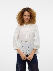 Vero Moda Bluzka w kolorze białym rozmiar: XS. Białe bluzki damskie Vero Moda, xs, bez wzorów, z bawełny, bez kołnierzyka, bez ramiączek. Za 57.20 zł.