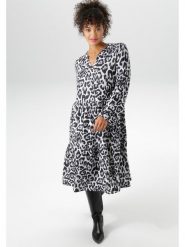 Aniston Sukienka w kolorze jasnoszaro-czarnym rozmiar: 54. Szare sukienki damskie Aniston, bez wzorów, bez kołnierzyka, bez ramiączek, midi. Za 109.00 zł.