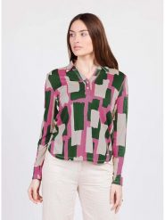 KEY LARGO Bluzka "Collage" w kolorze różowo-ciemnozielonym rozmiar: L. Różowe bluzki damskie KEY LARGO, l, bez wzorów, bez kołnierzyka, bez ramiączek. Za 124.95 zł.