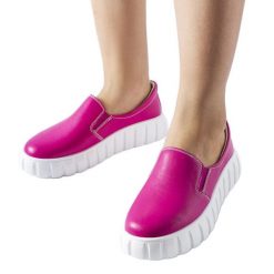Różowe półbuty LS5379 Fuchsia. Czerwone półbuty damskie bez wzorów, sportowe, bez obcasa. Za 218.13 zł.