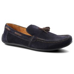 Granatowe Mokasyny Karino Męskie Modne Półbuty. Niebieskie buty wizytowe męskie Karino, z jeansu, bez zapięcia. Za 199.00 zł.