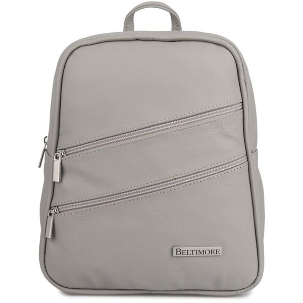 Plecak Damska Skórzana Beltimore Jasno Szary022. Szare plecaki damskie bez wzorów, z materiału, eleganckie. Za 159.99 zł.