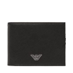 Portfel Emporio Armani. Czarne portfele męskie Emporio Armani, bez wzorów. Za 413.99 zł.