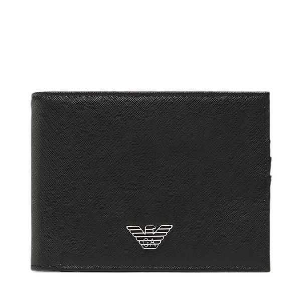 Portfel Emporio Armani. Czarne portfele męskie Emporio Armani, bez wzorów. Za 413.99 zł.