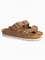 BACKSUN Skórzane klapki "Bali" w kolorze jasnobrązowym rozmiar: 37. Brązowe klapki damskie Backsun, bez wzorów, bez obcasa. Za 169.95 zł.