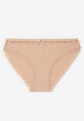 Beżowe Bawełniane Majtki Typu Figi z Koronką i Kokardą Zeteria. Brązowe figi damskie Born2be, l, bez wzorów, z bawełny. Za 9.99 zł.