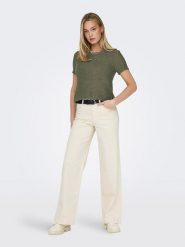 ONLY Koszulka "Sunny" w kolorze khaki rozmiar: XL. Brązowe bluzki damskie Only, xl, bez wzorów, bez kołnierzyka, bez ramiączek. Za 70.24 zł.