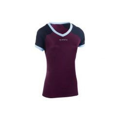 Koszulka do rugby R500 damska. Fioletowe t-shirty damskie OFFLOAD, l, bez wzorów, z elastanu, bez kołnierzyka. Za 44.99 zł.