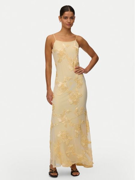 Vero Moda Sukienka wieczorowa Quinn 10348532 Żółty Regular Fit. Żółte sukienki damskie Vero Moda, m, bez wzorów, z syntetyku, wizytowe, bez kołnierzyka, bez ramiączek. Za 319.99 zł.