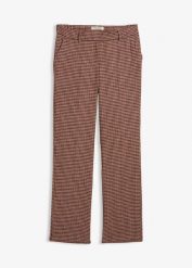 Spodnie z miękkiej mieszanki wełny. Brązowe spodnie materiałowe damskie bonprix, bez wzorów, z wełny, eleganckie. Za 299.99 zł.