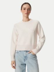 Calvin Klein Jeans Sweter LV047H320G Różowy jasny Regular Fit. Czerwone swetry klasyczne damskie Calvin Klein Jeans, l, z bawełny, bez kołnierzyka. Za 569.99 zł.