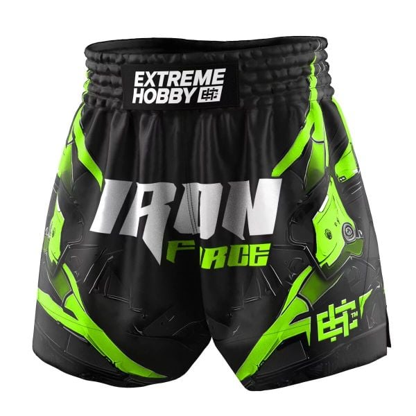 Spodenki Muay Thai męskie EXTREME HOBBY IRON FORCE. Zielone szorty męskie EXTREME HOBBY, z poliesteru, bez kołnierzyka. Za 209.00 zł.