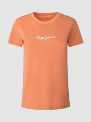 Pepe Jeans Koszulka w kolorze pomarańczowym rozmiar: S. Pomarańczowe bluzki damskie Pepe Jeans, s, bez wzorów, z bawełny, bez kołnierzyka, bez ramiączek. Za 83.42 zł.