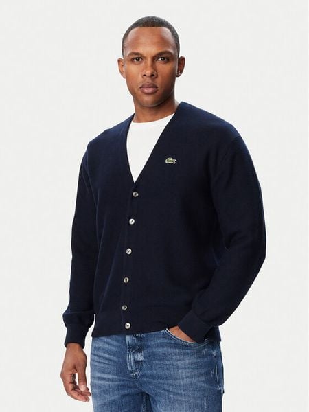 Lacoste Kardigan AH9914 Granatowy Regular Fit. Niebieskie kardigany męskie Lacoste, m, bez wzorów, z bawełny, bez kołnierzyka. Za 724.99 zł.