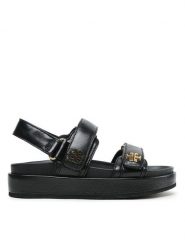 Tory Burch Sandały Kira Sport Sandal 144328 Czarny. Czarne sandały damskie Tory Burch, bez wzorów, ze skóry, bez obcasa, na płaskiej podeszwie. Za 1,049.00 zł.