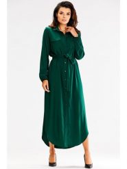 Awama Sukienka w kolorze zielonym rozmiar: L/XL. Zielone sukienki damskie Awama, na co dzień, l, bez wzorów, z tkaniny, bez kołnierzyka, bez ramiączek, maxi, proste. Za 201.55 zł.