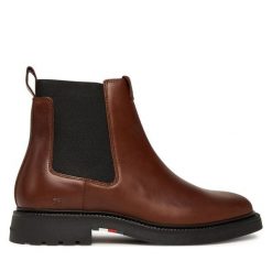 Sztyblety Tommy Hilfiger. Brązowe sztyblety męskie Tommy Hilfiger, bez zapięcia. Za 559.99 zł.