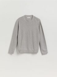 Strukturalny sweter z bawełny - szary. Szare swetry męskie Reserved, l, bez wzorów, z bawełny, bez kołnierzyka. Za 119.99 zł.