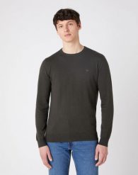 MĘSKI SWETER WRANGLER CREW KNIT ROSIN GREEN W8A02PXWY 112132354. Zielone swetry męskie Wrangler, m, bez wzorów, bez kołnierzyka. Za 139.99 zł.