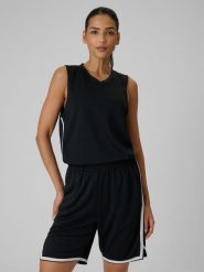 4F Koszulka do koszykówki loose szybkoschnąca uniseks - czarna L. Czarne t-shirty sportowe męskie 4f, l, z materiału, bez ramiączek, na fitness i siłownię. Za 119.99 zł.