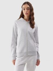 4F Bluza dresowa rozpinana z kapturem damska - szara XS. Szare bluzy z kapturem damskie 4f, xs, z bawełny. W wyprzedaży za 89.99 zł.