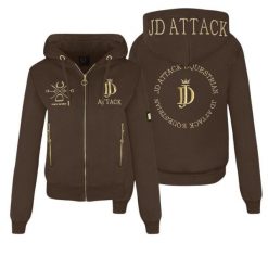 Bluza z zamkiem JD ATTACK Harriet. Brązowe bluzy bez kaptura damskie JD ATTACK, l, z bawełny. Za 229.00 zł.