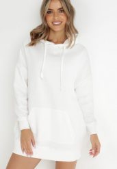 Biała Bluza z Kapturem Dagdere. Białe bluzy sportowe damskie Born2be, na jesień, m, z dzianiny. Za 74.99 zł.