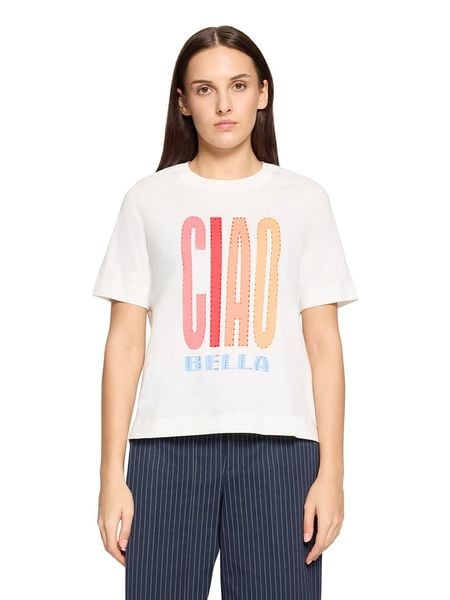 CARTOON Koszulka w kolorze białym rozmiar: 44. Białe bluzki damskie Cartoon, bez wzorów, z bawełny, bez kołnierzyka. Za 56.95 zł.