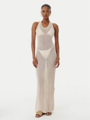 Guess Sukienka plażowa E6GK0 0Z5371 Beżowy jasny Slim Fit. Brązowe sukienki damskie Guess, na plażę, l, z aplikacjami, z bawełny, bez kołnierzyka, bez ramiączek. Za 434.99 zł.