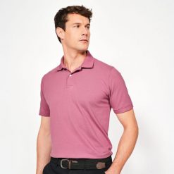 Koszulka polo do golfa z krótkim rękawem męska Inesis MW500. Fioletowe koszulki polo męskie INESIS, m, bez wzorów, z bawełny, bez ramiączek. Za 59.99 zł.