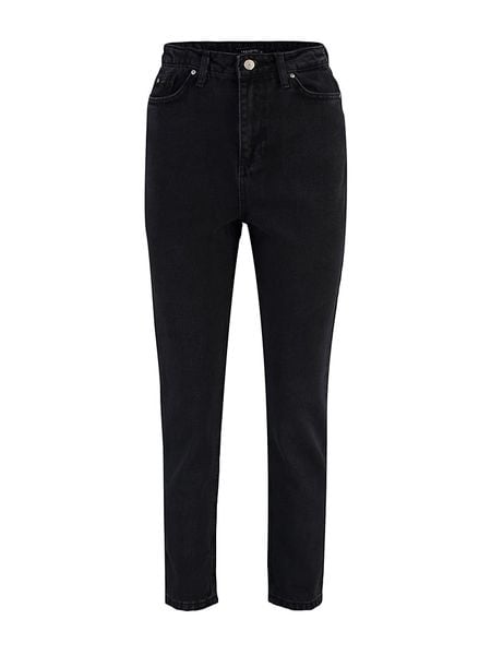 Trendyol Dżinsy - Mom fit - w kolorze czarnym rozmiar: 38. Czarne jeansy damskie Trendyol, z podwyższonym stanem. Za 65.85 zł.