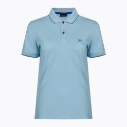 Koszulka polo damska Napapijri E-Nina. Niebieskie bluzki damskie Napapijri, s, bez wzorów, bez kołnierzyka, bez ramiączek. Za 199.99 zł.