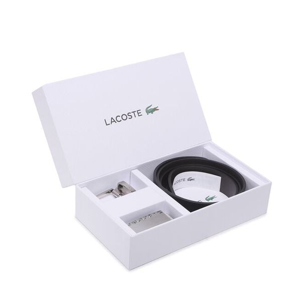 Pasek Męski Lacoste. Czarne paski męskie Lacoste, bez wzorów. Za 439.99 zł.