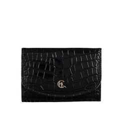Portfel damski czarny skórzany Canaletto – wzór krokodyla, styl i ochrona RFID PD1201cs76. Czarne portfele damskie bez wzorów. Za 160.55 zł.