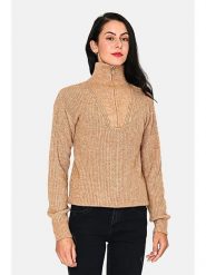 ASSUILI Kaszmirowy sweter w kolorze beżowym rozmiar: 36. Brązowe golfy damskie Assuili, bez wzorów, z kaszmiru, bez ramiączek. Za 137.10 zł.